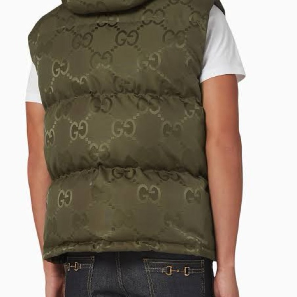 Gucci Green Hooded Puffer Vest - Picture 3 of 5